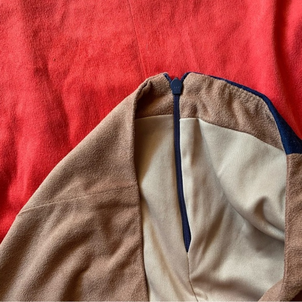 Unique 90s Vintage Microsuede & Denim Midi Skirt sz 6 - Picture 4 of 11